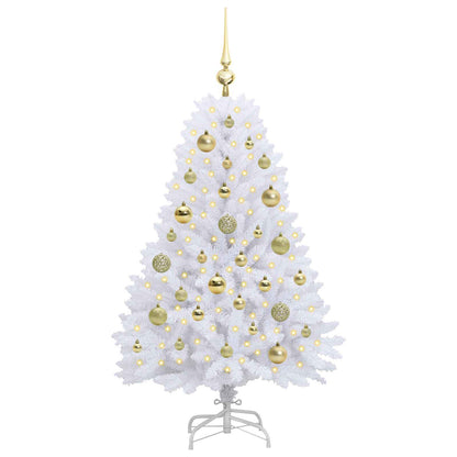Artificial Hinged Christmas Tree White 120 cm PVC and Steel