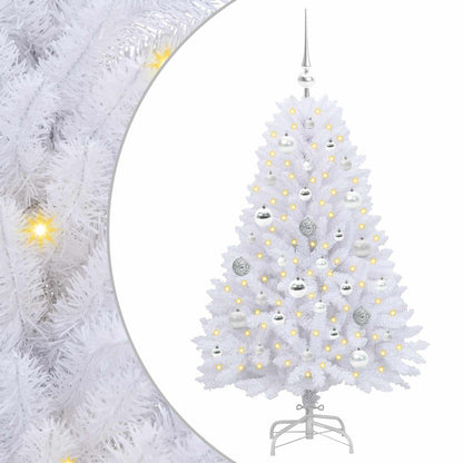 Artificial Hinged Christmas Tree White 120 cm PVC and Steel