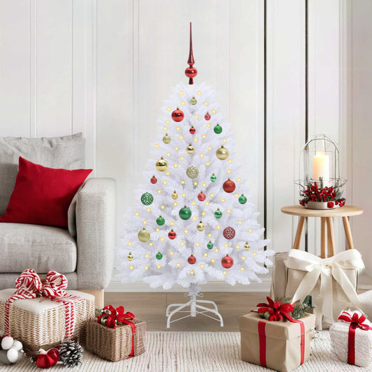 Artificial Hinged Christmas Tree White 120 cm PVC and Steel