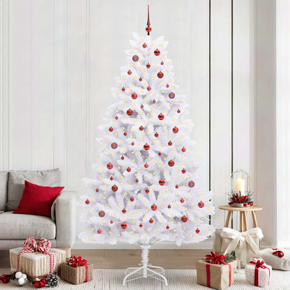 Artificial Hinged Christmas Tree White 240 cm PVC and Steel