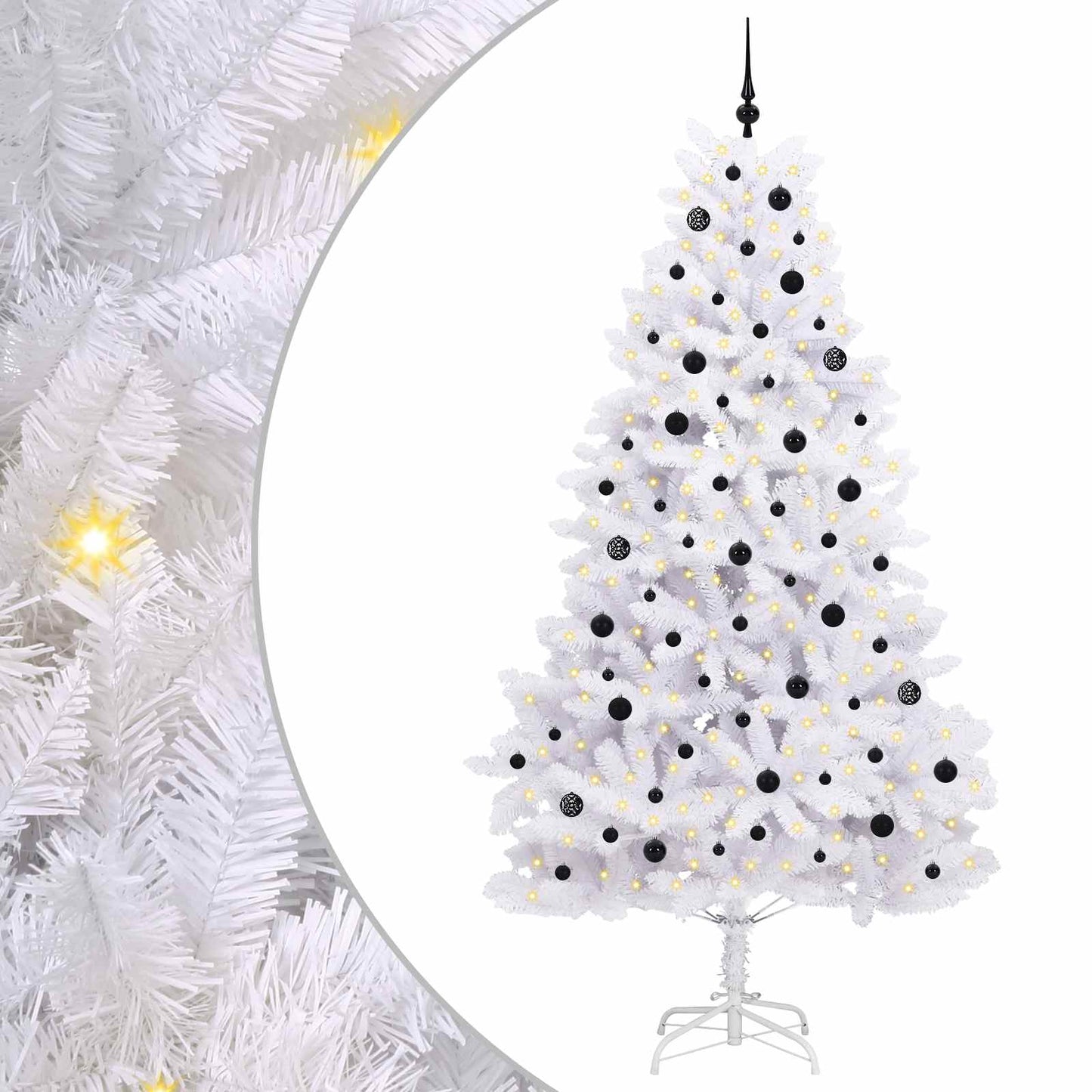 Artificial Hinged Christmas Tree White 240 cm PVC and Steel