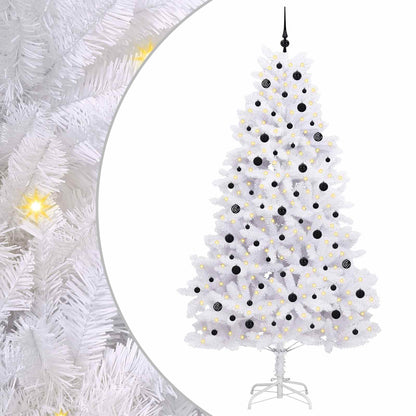 Artificial Hinged Christmas Tree White 240 cm PVC and Steel