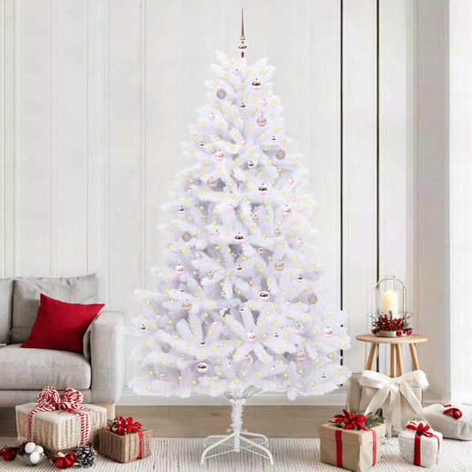 Artificial Hinged Christmas Tree White 240 cm PVC and Steel