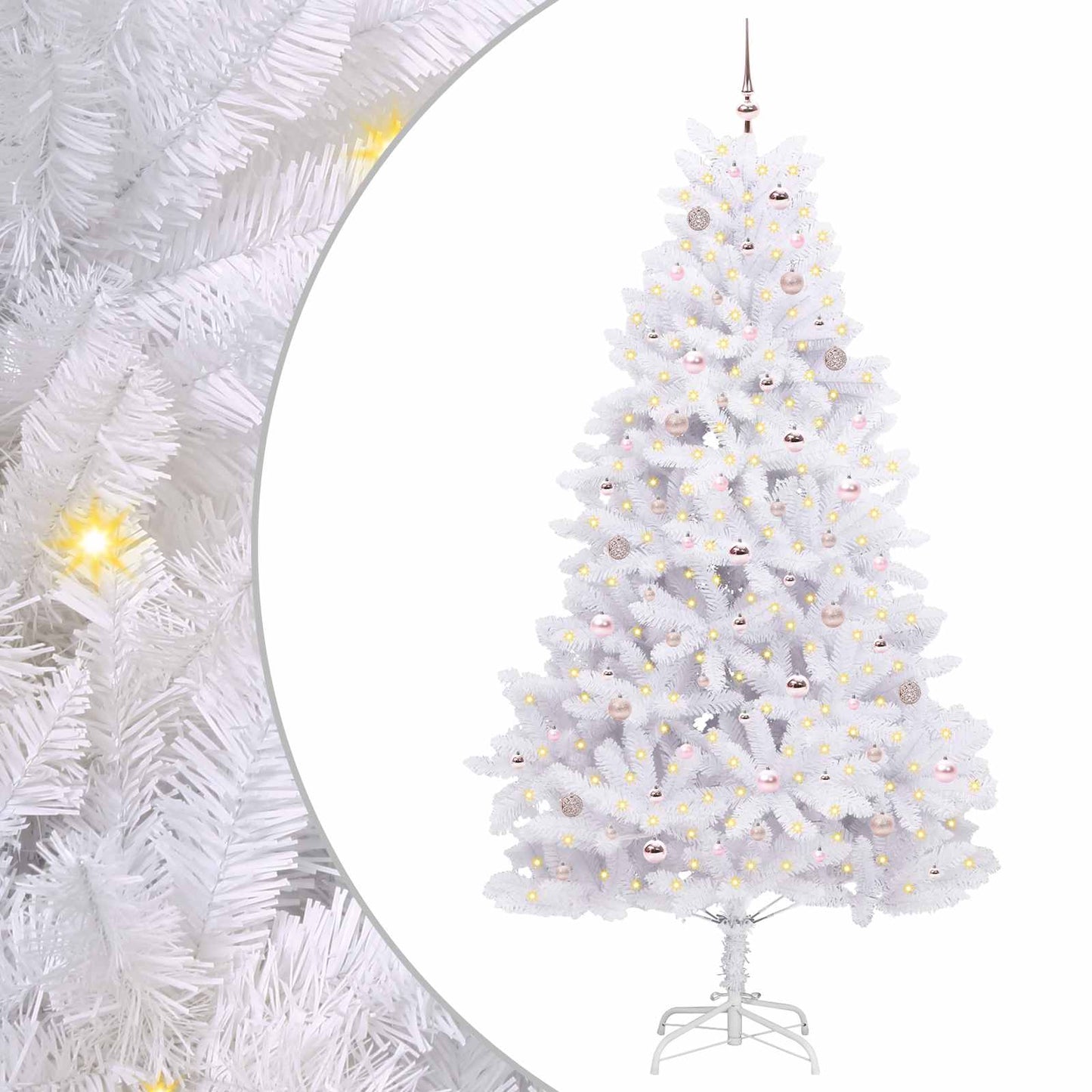 Artificial Hinged Christmas Tree White 240 cm PVC and Steel