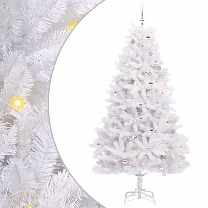 Artificial Hinged Christmas Tree White 240 cm PVC and Steel