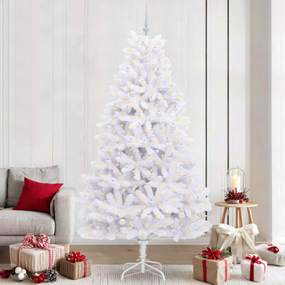 Artificial Hinged Christmas Tree White 240 cm PVC and Steel