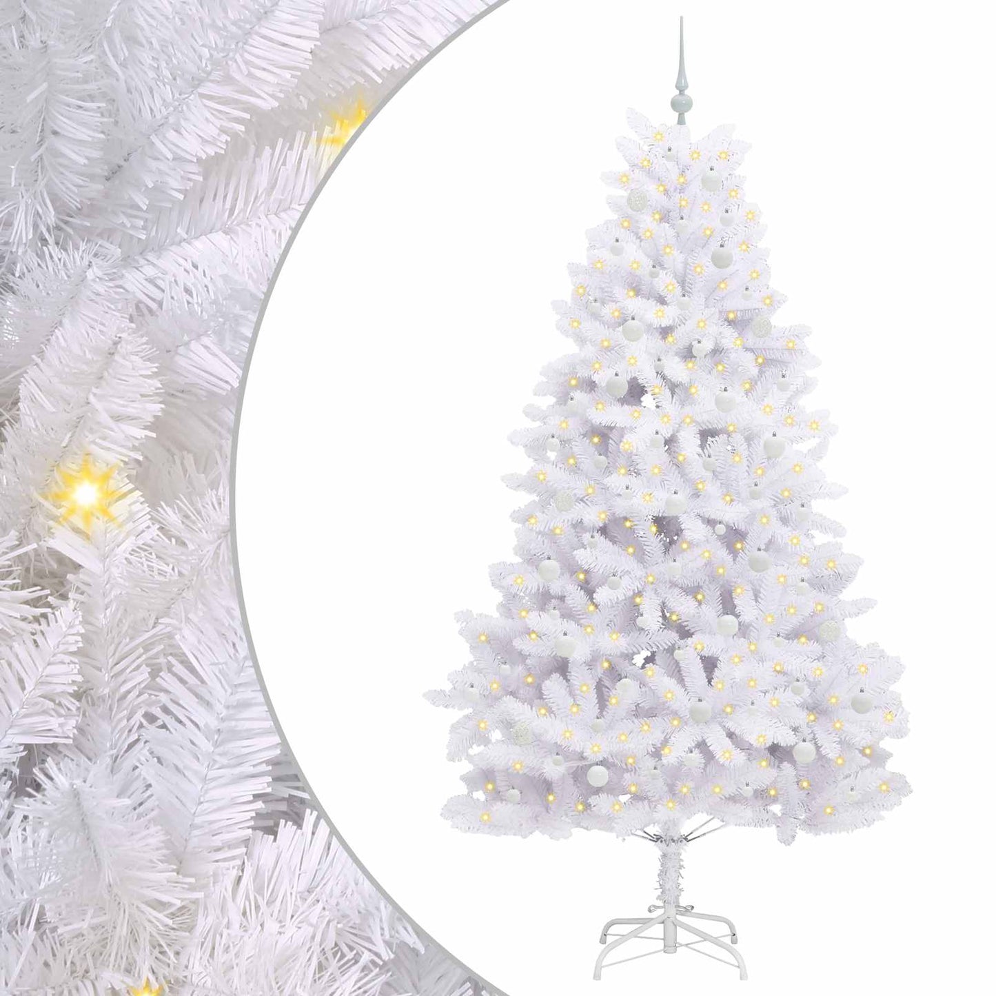 Artificial Hinged Christmas Tree White 240 cm PVC and Steel