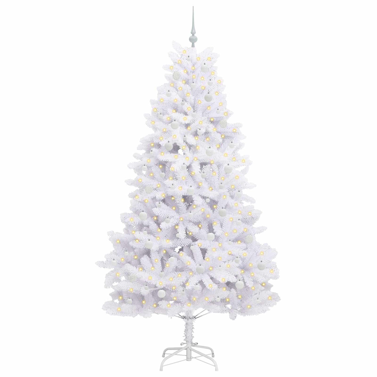 Artificial Hinged Christmas Tree White 240 cm PVC and Steel