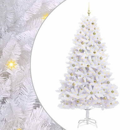 Artificial Hinged Christmas Tree White 240 cm PVC and Steel