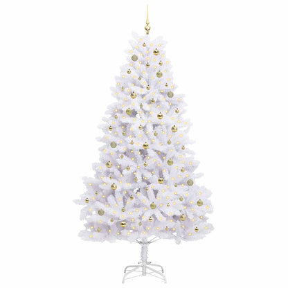 Artificial Hinged Christmas Tree White 240 cm PVC and Steel