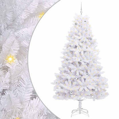Artificial Hinged Christmas Tree White 240 cm PVC and Steel