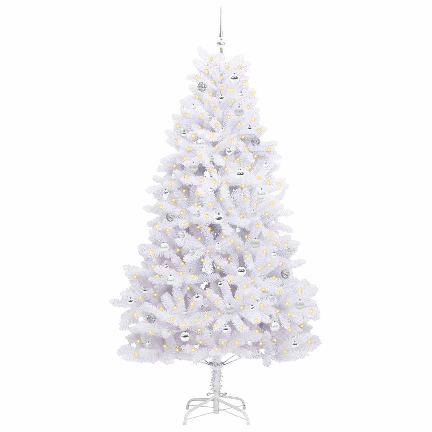 Artificial Hinged Christmas Tree White 240 cm PVC and Steel