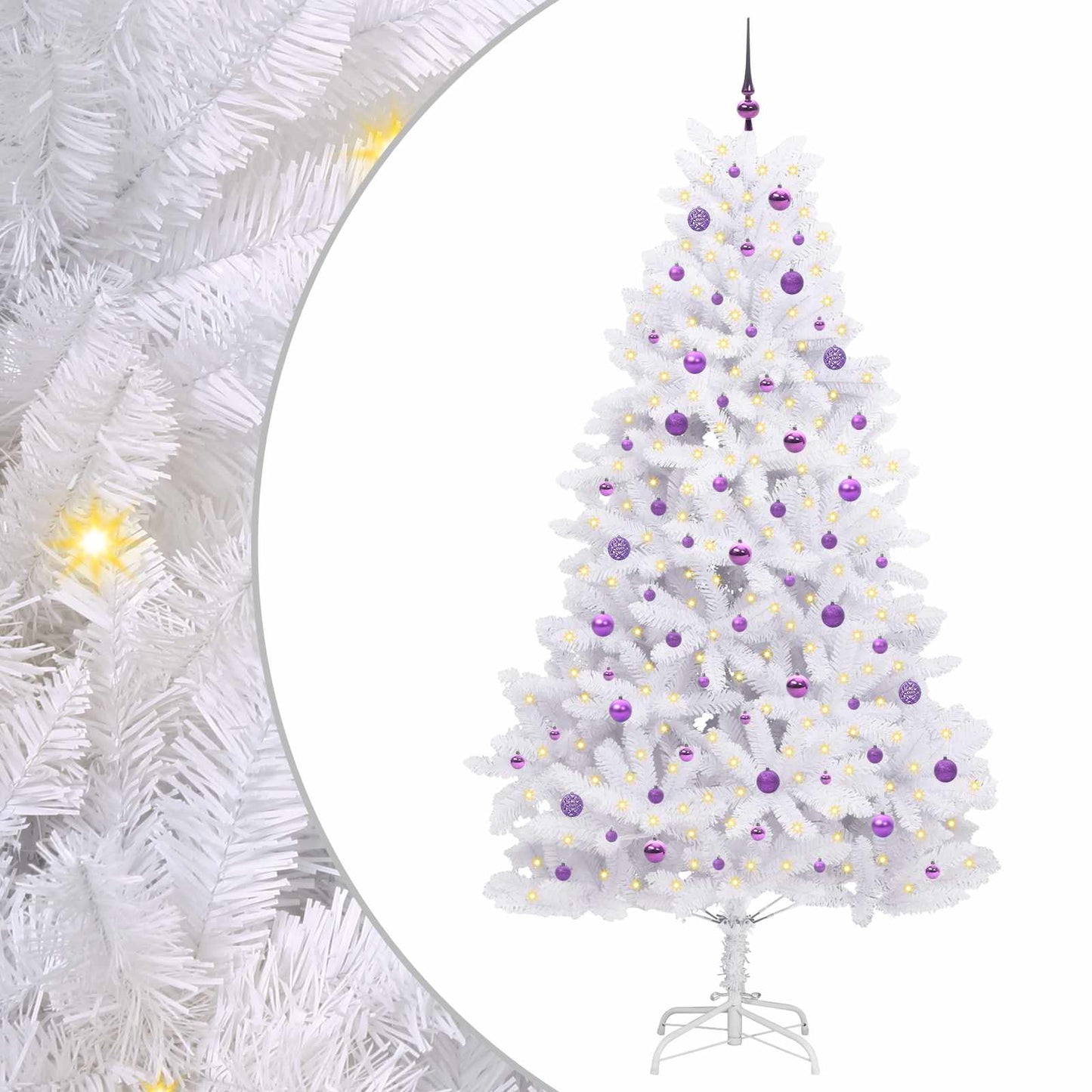 Artificial Hinged Christmas Tree White 240 cm PVC and Steel