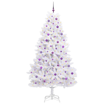 Artificial Hinged Christmas Tree White 240 cm PVC and Steel