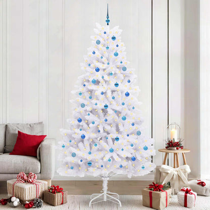 Artificial Hinged Christmas Tree White 240 cm PVC and Steel