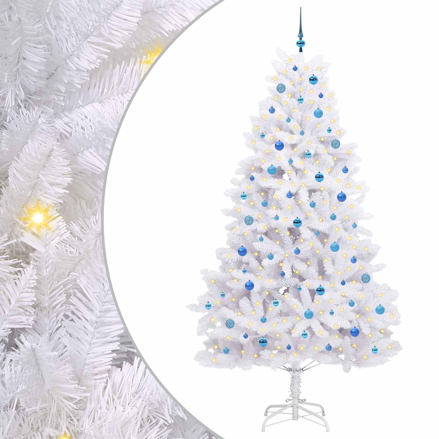 Artificial Hinged Christmas Tree White 240 cm PVC and Steel
