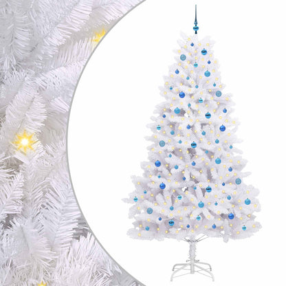 Artificial Hinged Christmas Tree White 240 cm PVC and Steel