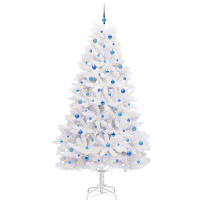 Artificial Hinged Christmas Tree White 240 cm PVC and Steel