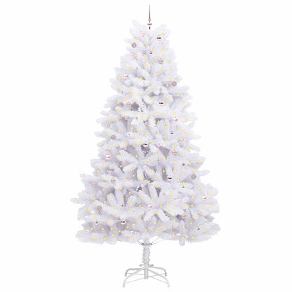 Artificial Hinged Christmas Tree White 300 cm PVC and Steel