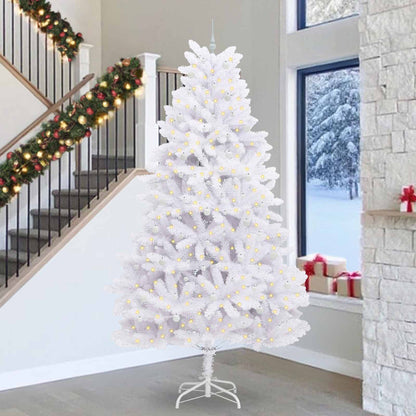 Artificial Hinged Christmas Tree White 300 cm PVC and Steel