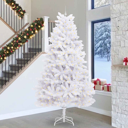 Artificial Hinged Christmas Tree White 300 cm PVC and Steel