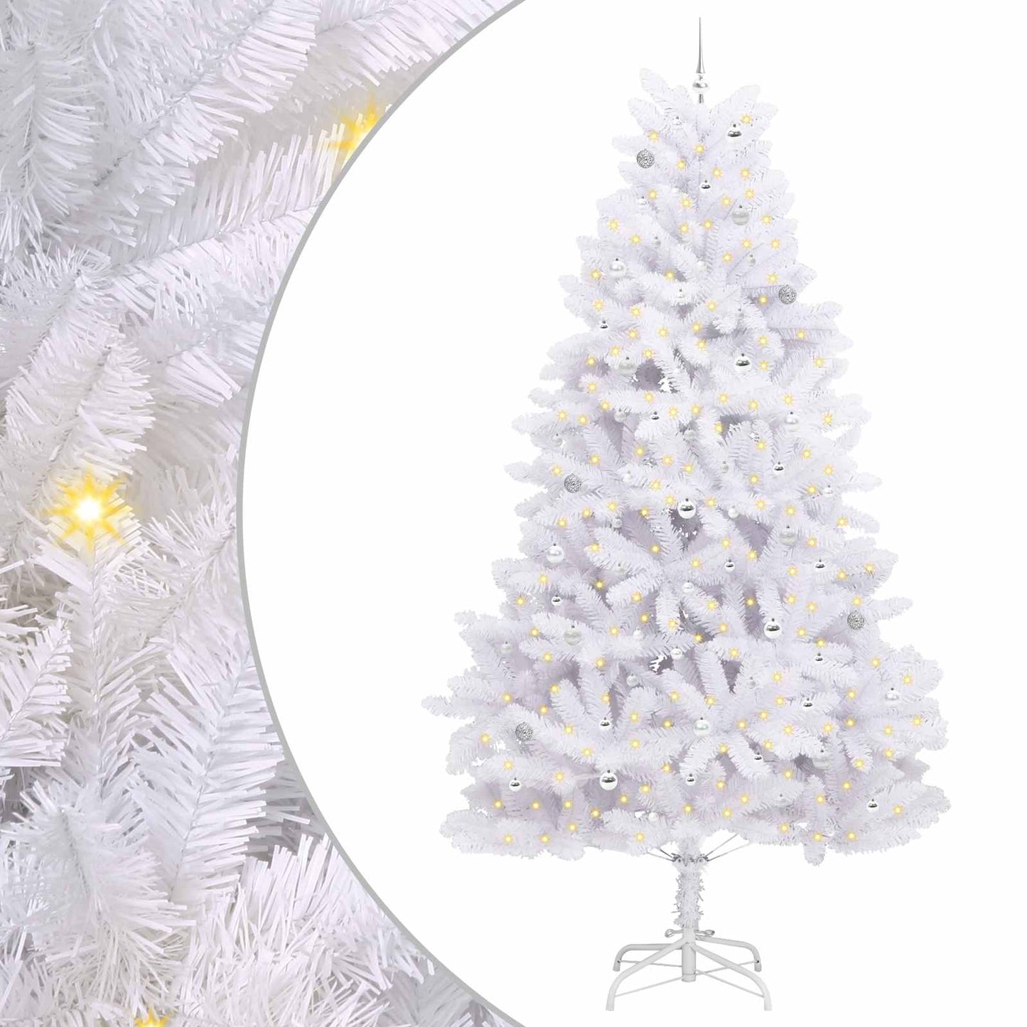Artificial Hinged Christmas Tree White 300 cm PVC and Steel