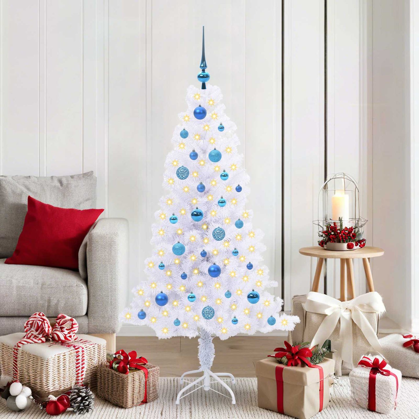 Artificial Christmas Tree with Stand White 150 cm PVC and Steel