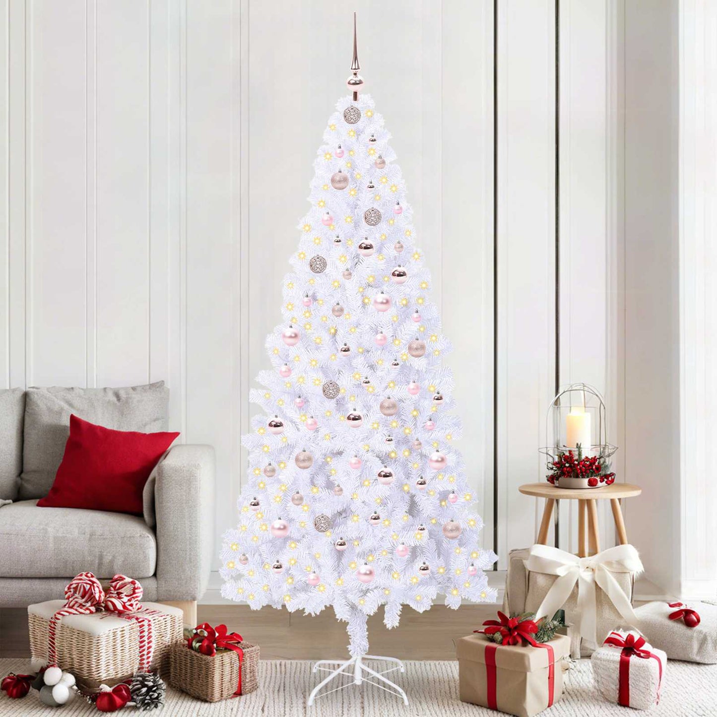 Artificial Christmas Tree with Stand White 210 cm PVC and Steel