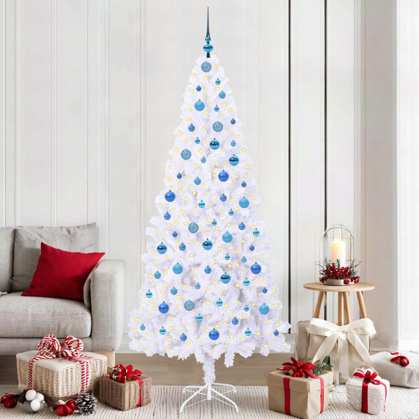 Artificial Christmas Tree with Stand White 210 cm PVC and Steel