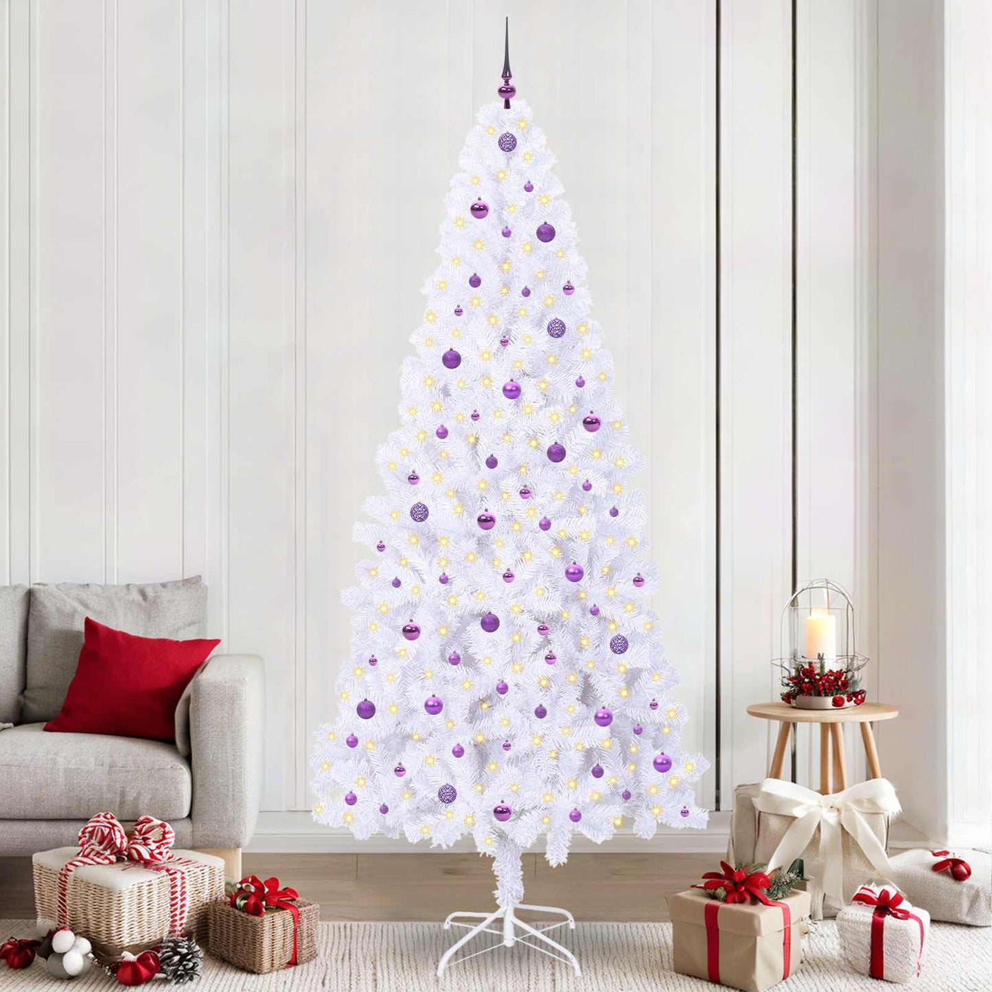 Artificial Christmas Tree with Stand White 240 cm PVC and Steel