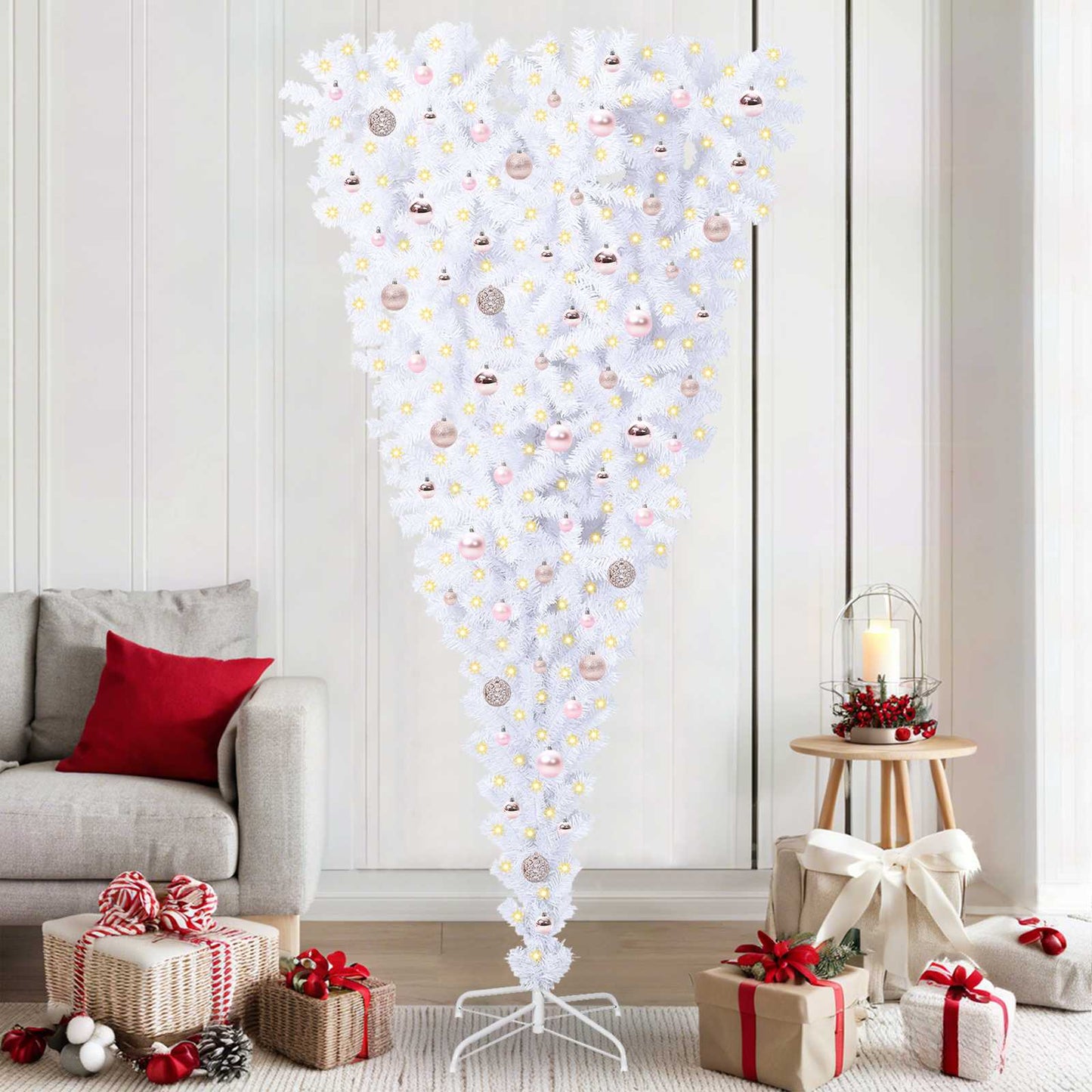 Artificial Christmas Tree with Stand White 210 cm PVC and Steel