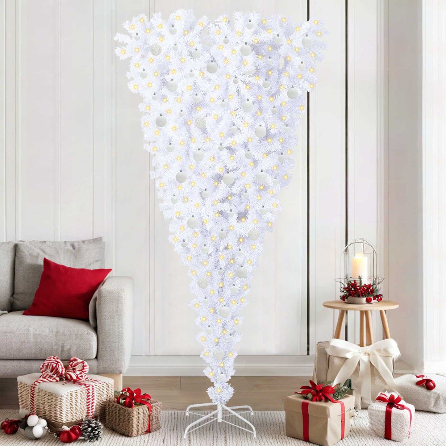 Artificial Christmas Tree with Stand White 210 cm PVC and Steel