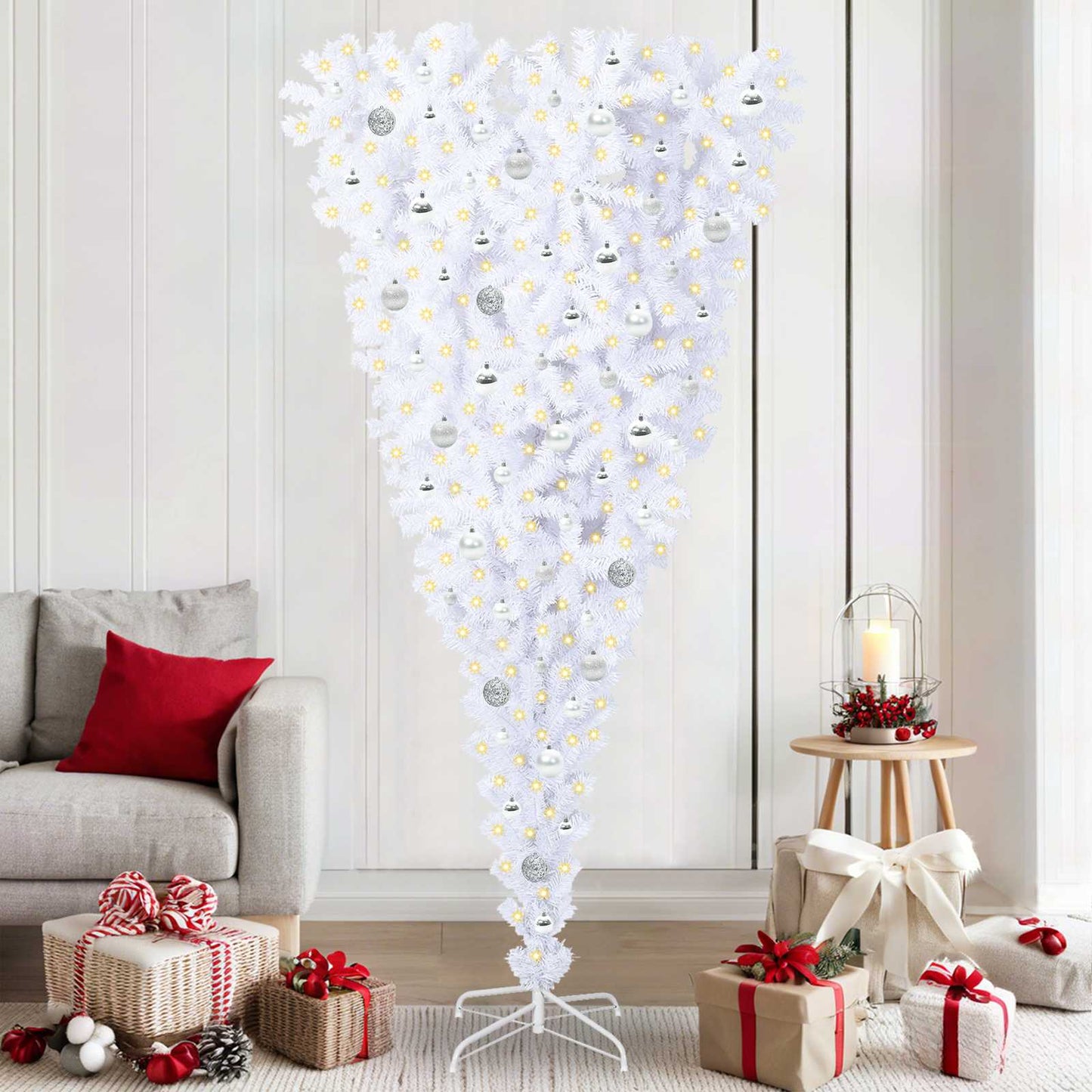 Artificial Christmas Tree with Stand White 210 cm PVC and Steel