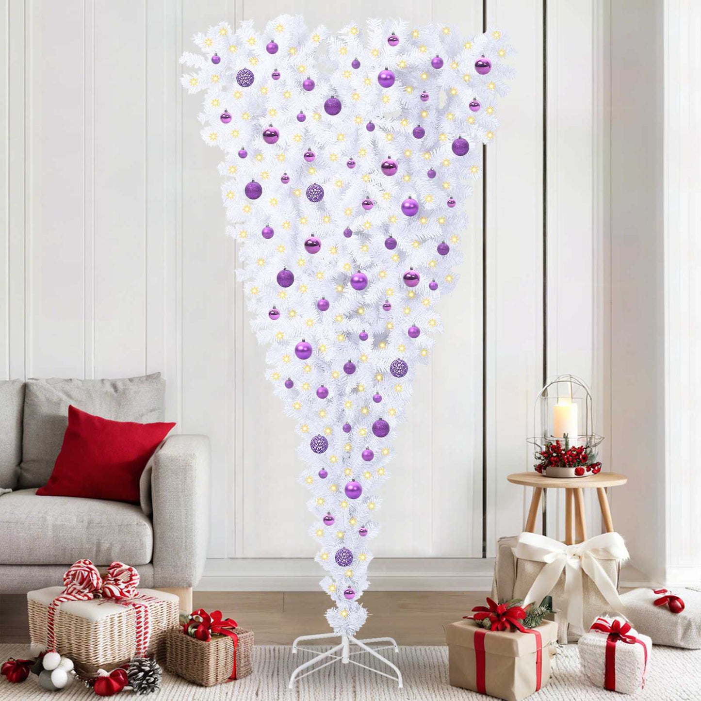 Artificial Christmas Tree with Stand White 210 cm PVC and Steel