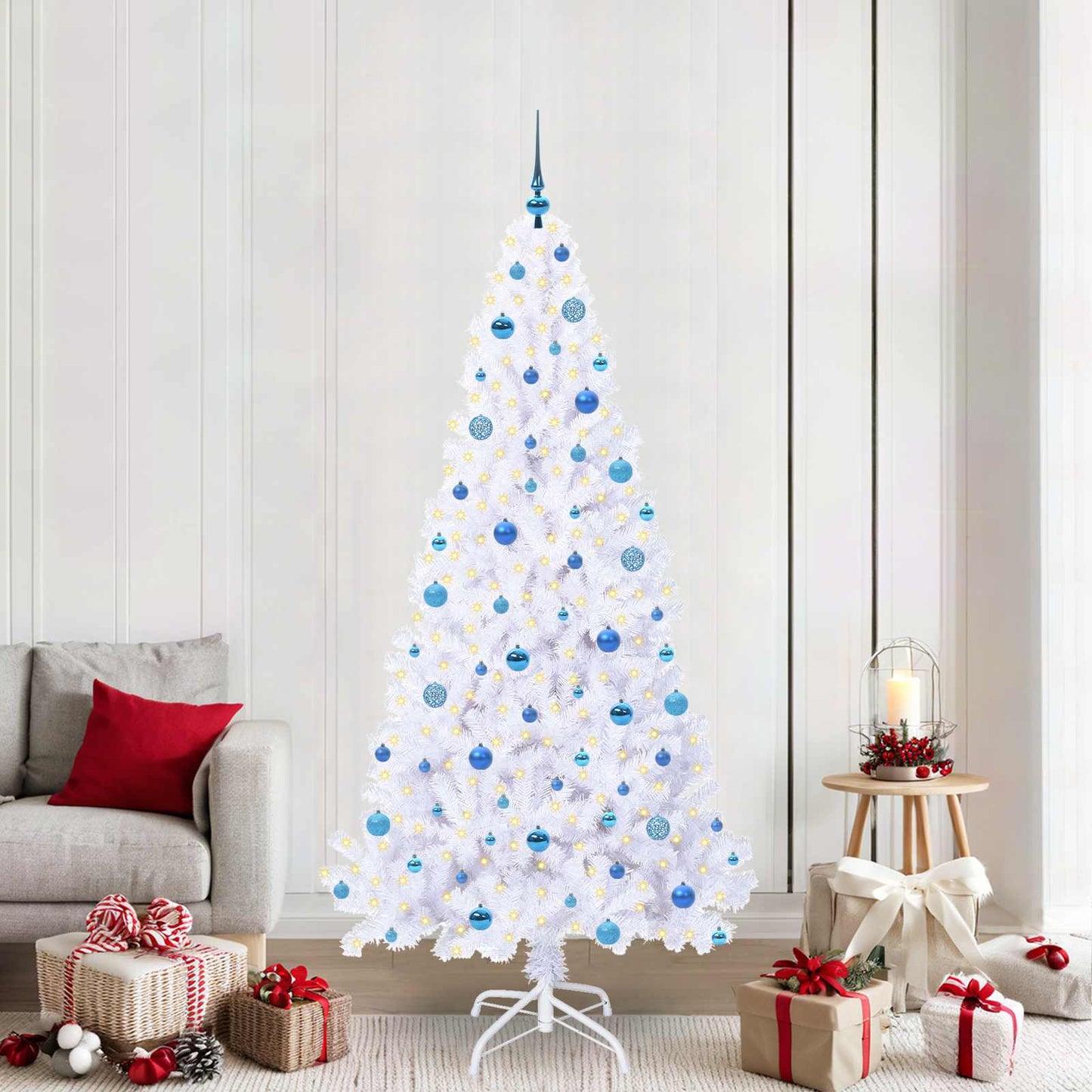 Artificial Christmas Tree with Stand White 210 cm PVC and Steel