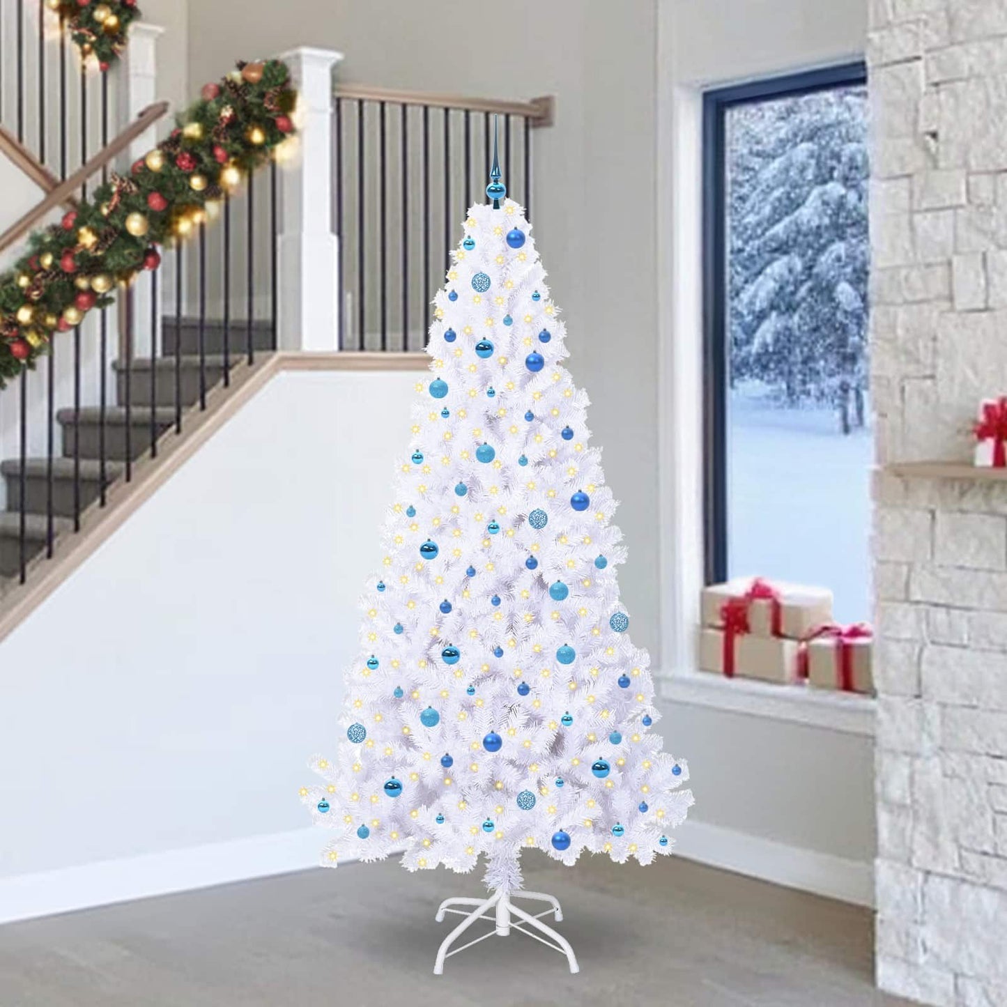 Artificial Christmas Tree with Stand White 240 cm PVC and Steel