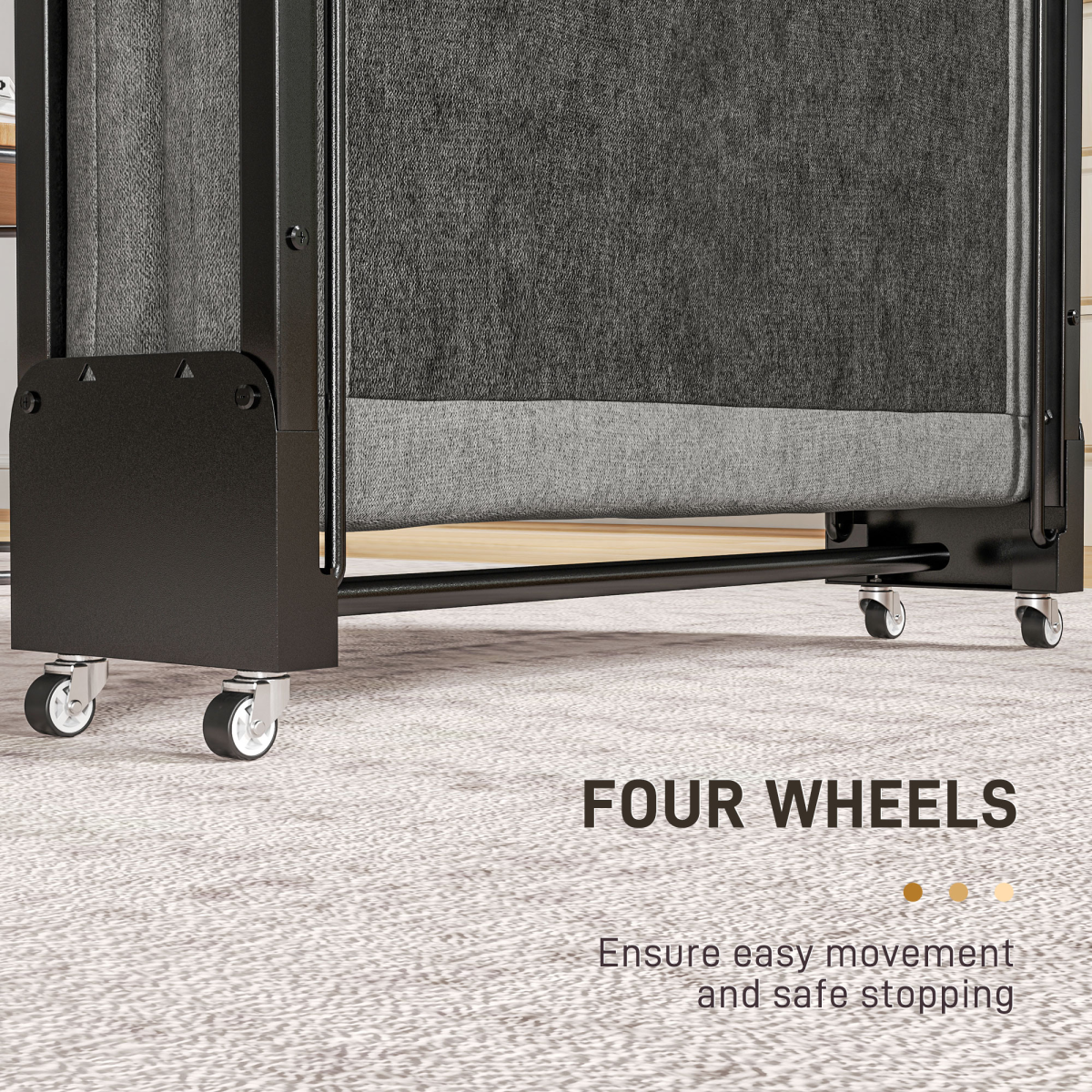 HOMCOM Single Folding Bed with Mattress Foldable Guest Bed on Wheels, Grey