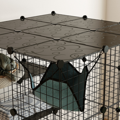 PawHut DIY 4 Tier Cat Cage Indoor with Hammock, Ramps, Doors, for 1-3 Cats
