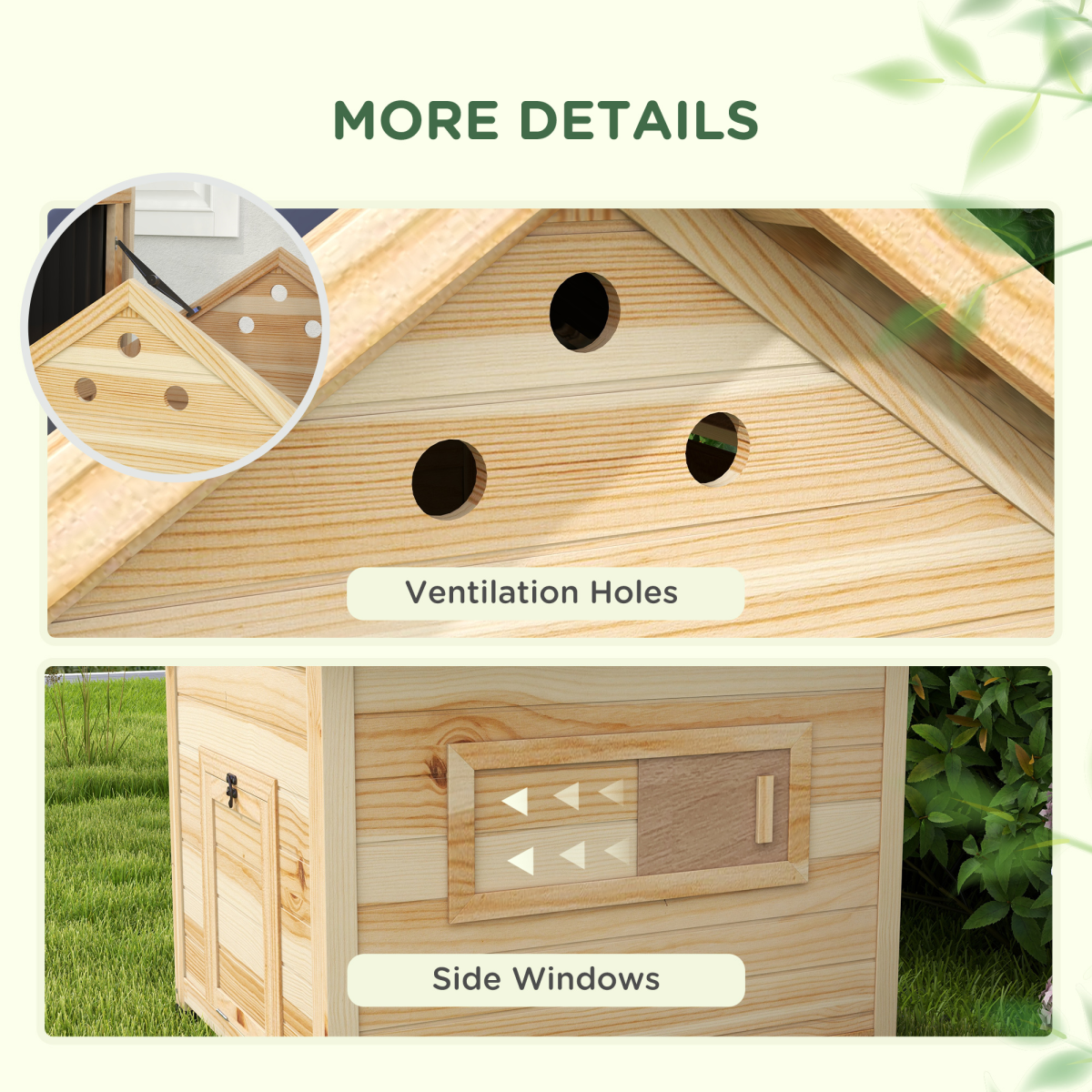 PawHut Wooden Duck House, Poultry Coop with Double Doors, Openable Roof