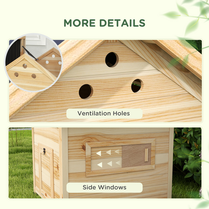 PawHut Wooden Duck House, Poultry Coop with Double Doors, Openable Roof