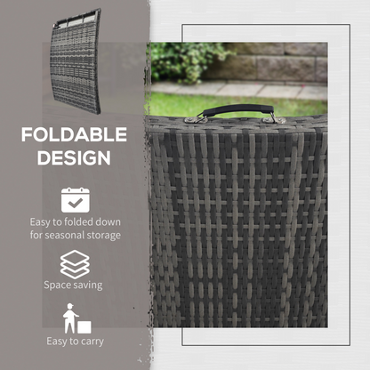 Outsunny Folding Rattan Sun Lounger Outdoor Chair with Cushion and Pillow, Grey