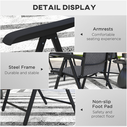 Outsunny Set of 4 Outdoor Rattan Folding Chair Set w/ Adjustable Backrest Grey