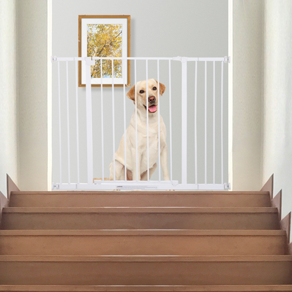 Pressure Fit Dog Gate Pet Barrier for stairs doorway, 76-107cm Width White