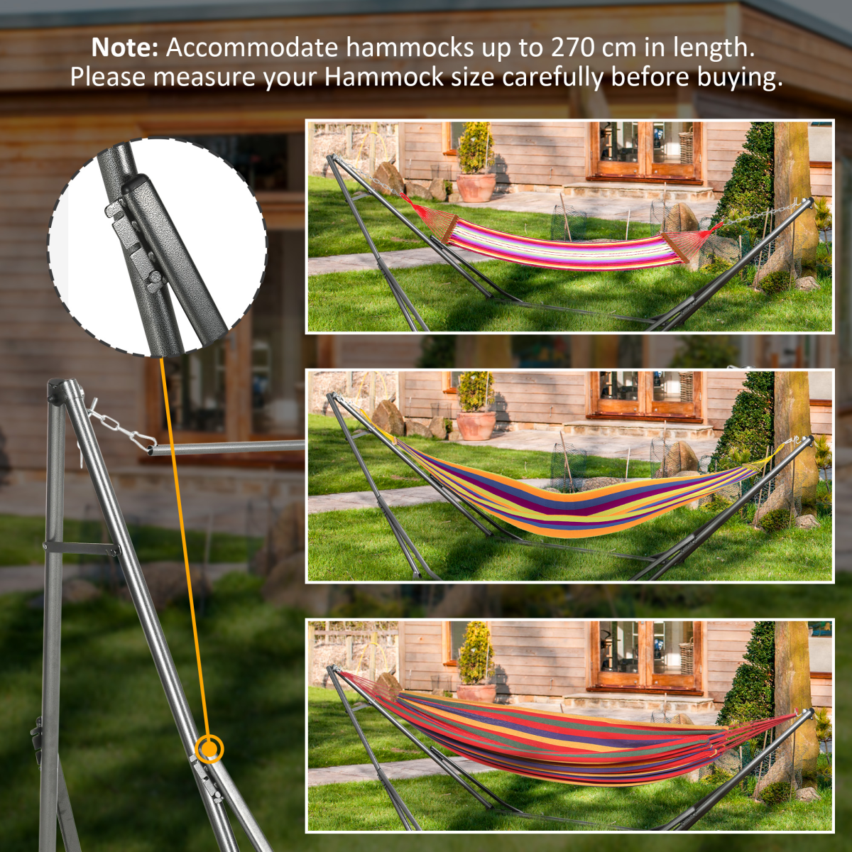 Outsunny Foldable Hammock Stand, 2 in 1 Hammock Net Stand & Clothes Drying Rack