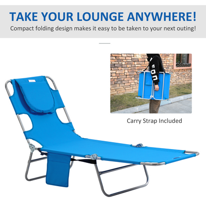 Beach Chaise Lounge Face Cavity Portable Sun Lounger, Reclining Adjust Blue