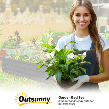Raised Garden Bed Gardner Frame Outdoor Planter Kit Flower Vegetables Grey