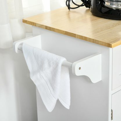 Kitchen Island Utility Cart, with 2 Storage Drawers Cabinets Dining Room White