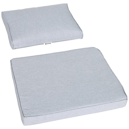 4 Pcs Garden Dining Set & 2 Chairs Sofa Glass Top Table Foam Cushions Grey Black
