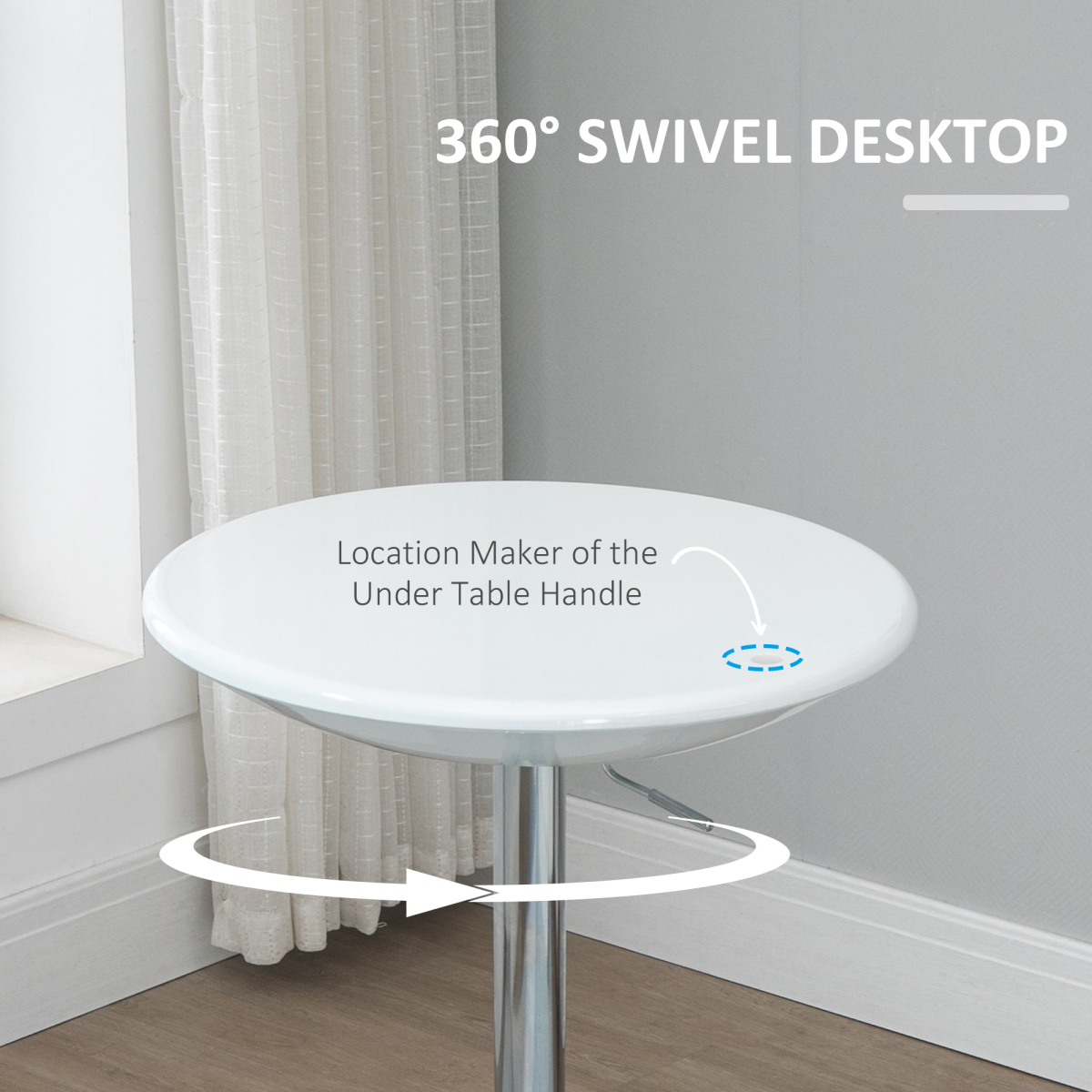 Painted Top Bistro Pub Table Adjustable Swivel Counter Home White