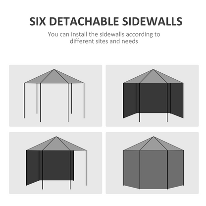 Outsunny 3.9m Outdoor Gazebo Canopy Party Tent with 6 Removable Side Walls